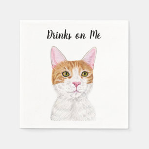 Serviette En Papier Cocktail personnalisé de chat Napkin
