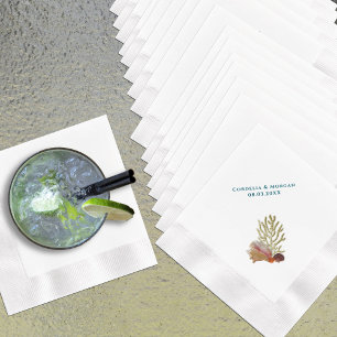 Serviette En Papier Cocktail personnalisé mariage serviettes Coquillag