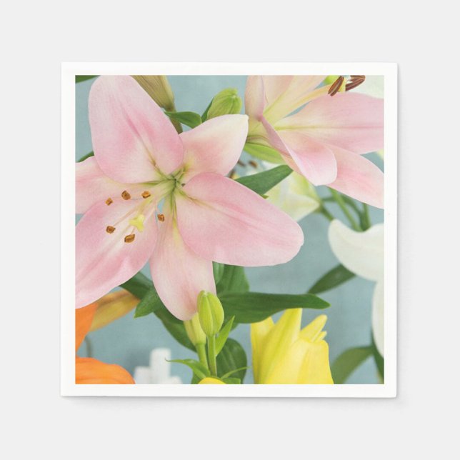 Serviette En Papier Cocktail Pink Lily Napkin (Devant)