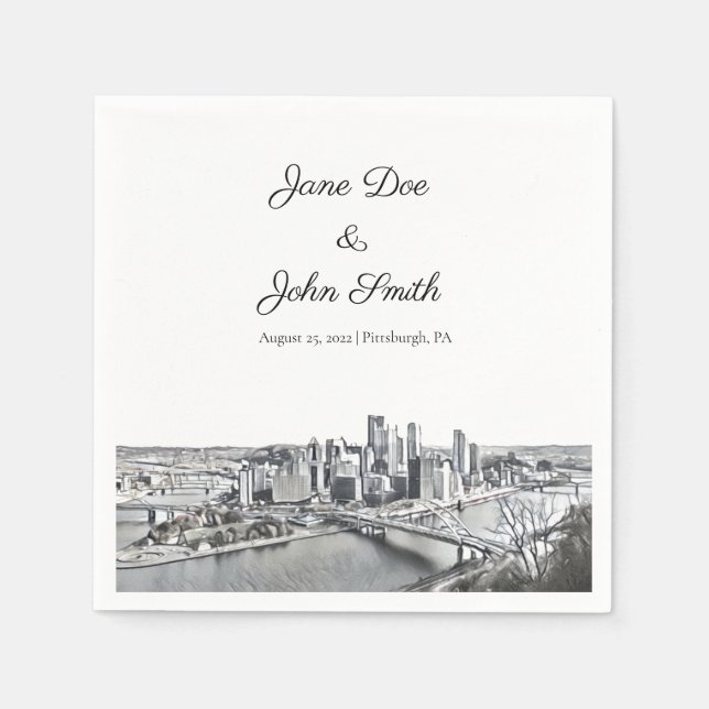 Serviette En Papier Cocktail Pittsburgh personnalisé Napkin (Devant)