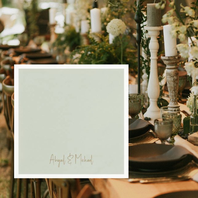 Serviette En Papier Cocktail Sage Mariage (Créateur téléchargé)