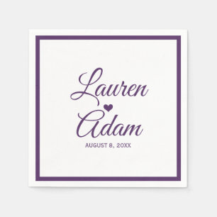 Serviette En Papier Cocktail serviettes   Coeur de script simple (prun