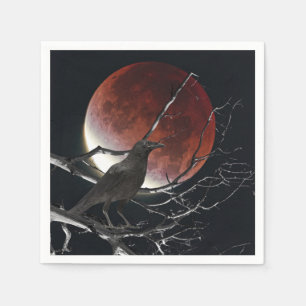 Serviette En Papier Cocktail serviettes, le corbeau en rouge et noir