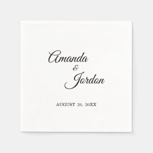 Serviette En Papier Cocktail simple de calligraphie noir et blanc