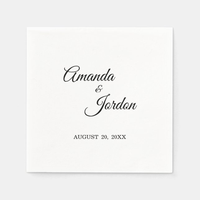 Serviette En Papier Cocktail simple de calligraphie noir et blanc (Devant)
