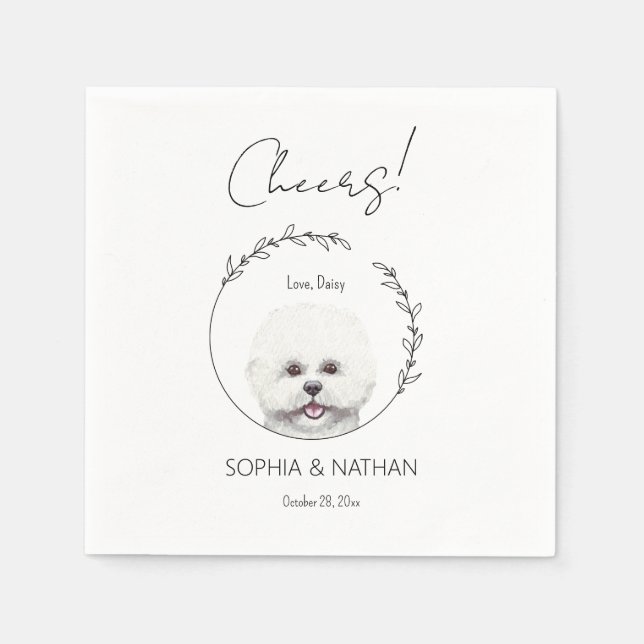 Serviette En Papier Cocktail simple Mariage de chien Bichon Frise (Devant)