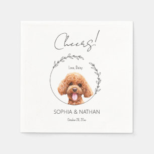 Serviette En Papier Cocktail simple Mariage de chien de caniche