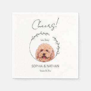 Serviette En Papier Cocktail simple Mariage de chien de caniche