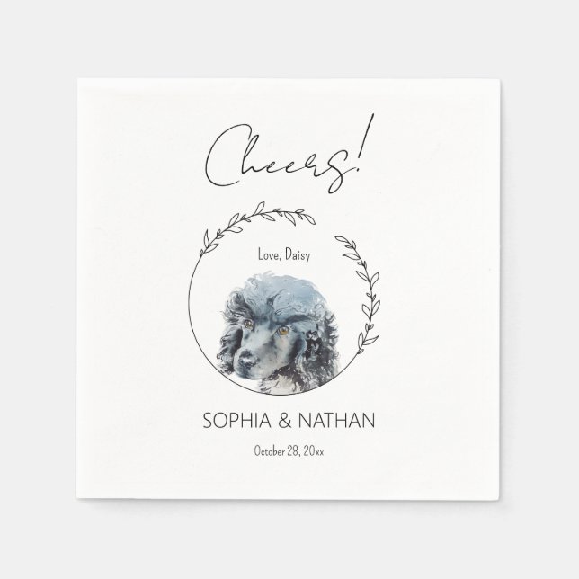 Serviette En Papier Cocktail simple Mariage de chien de caniche noir (Devant)