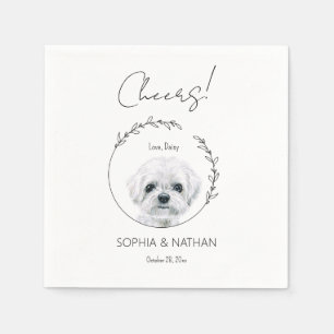 Serviette En Papier Cocktail simple Mariage de chien maltais