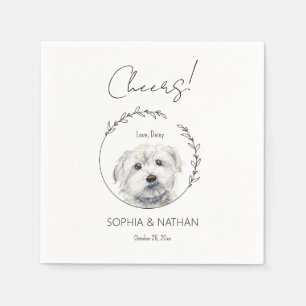 Serviette En Papier Cocktail simple Mariage de chien maltais
