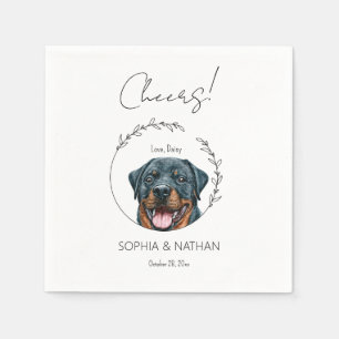 Serviette En Papier Cocktail simple Mariage de chien Rottweiler
