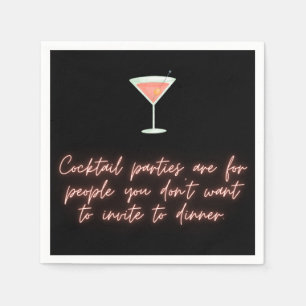 Serviette En Papier Cocktail soirée drôle napkin noir script martini