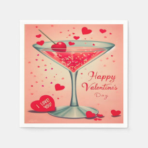 Serviette En Papier Cocktail Valentine Martini du milieu du siècle