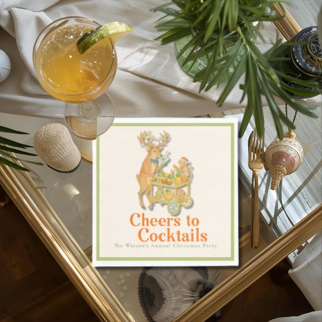 Serviette En Papier Cocktails à la mode de Noël (Tropical Christmas Cheers to Cocktails Napkins)