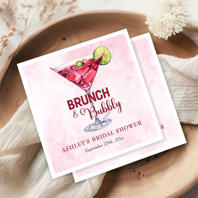 Serviette En Papier Cocktails Brunch & Bubbly Fête des mariées (Créateur téléchargé)