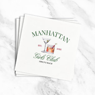 Serviette En Papier Cocktails Chic Club de Filles Vert et Rouge
