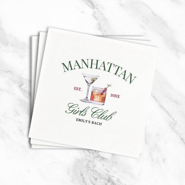 Serviette En Papier Cocktails Classy Green & Red Girl's Club (Créateur téléchargé)