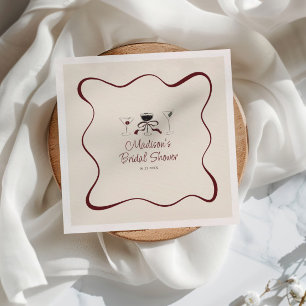 Serviette En Papier Cocktails Dessinés à la Main Cadre Ondulé Enterrem