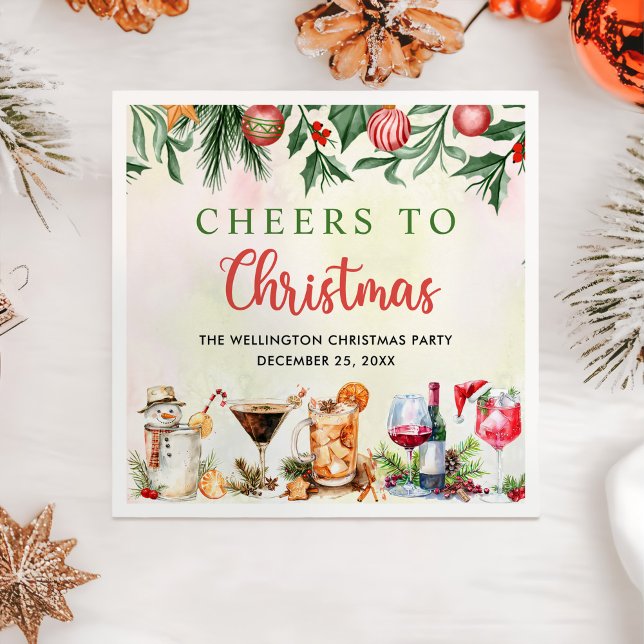 Serviette En Papier Cocktails Festive Boissons Fête de Noël (Créateur téléchargé)