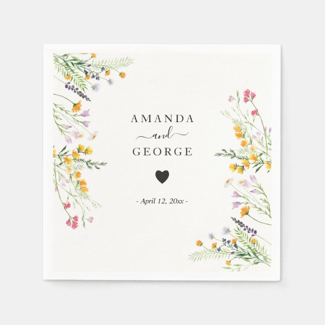 Serviette En Papier Cocktails Mariages fleur sauvage (Devant)