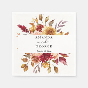 Serviette En Papier Cocktails Mariages fleuris automnaux