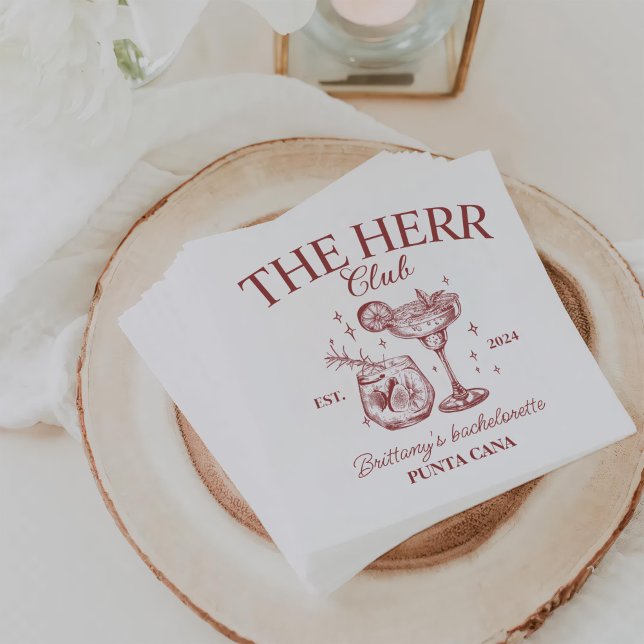 Serviette En Papier Cocktails rétro Red Bachelorette Party (Créateur téléchargé)