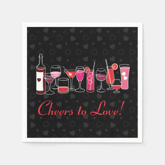 Serviette En Papier Cocktails rétro Valentines (Devant)