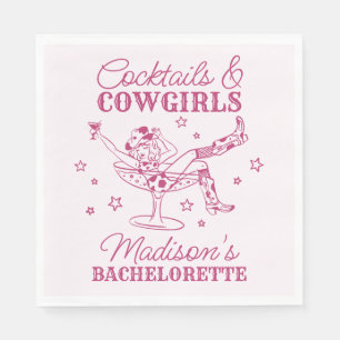 Serviette En Papier Cocktails roses et rodéo de cow-girls pour l'enter