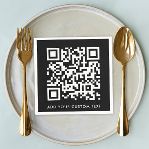 Serviette En Papier Code QR   Black Style moderne minimaliste Gras