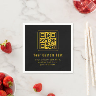 Serviette En Papier Code QR et modèle de texte modifiables Noir et o