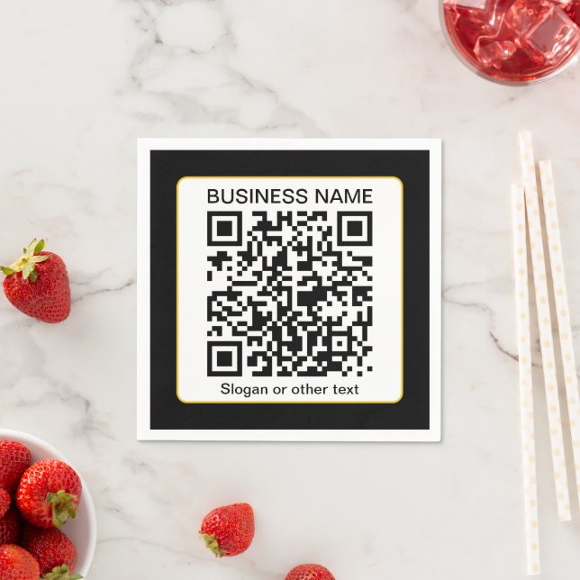 Serviette En Papier Code QR numérisable modifiable + votre nom d'entre (En situation)