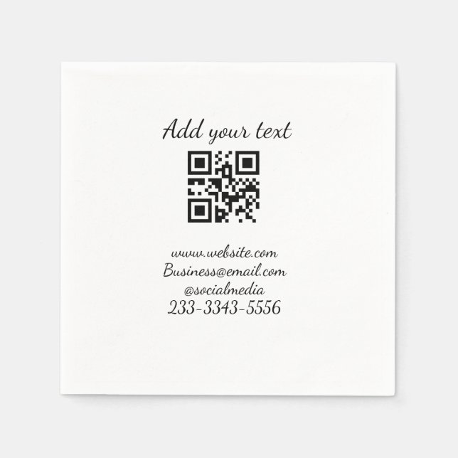 Serviette En Papier code QR personnalisé simple ajouter votre nom text (Devant)