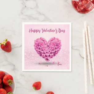 Serviette En Papier Coeur Belle Heureuse Sainte-Valentin Rose Hyacinth