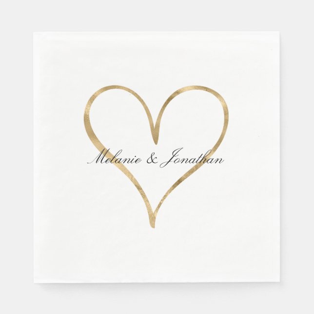 Serviette En Papier Coeur chic de l'or (Devant)