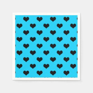 Serviette En Papier Coeur d'amour noir sur Arrière - plan bleu