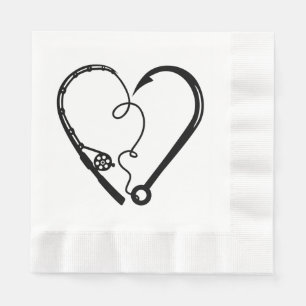 Serviette En Papier Coeur de la baie de pêche