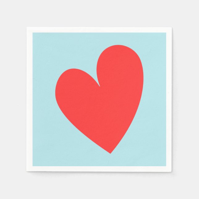 Serviette En Papier Coeur de la Saint Valentin rose et bleu (Devant)