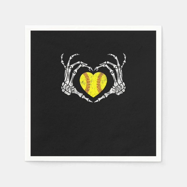 Serviette En Papier Coeur de softball Skeleton main Halloween Costume  (Devant)