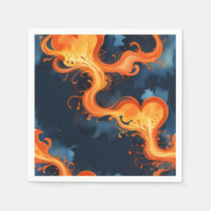 Serviette En Papier Coeur des Flammes Feu & Ciels