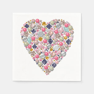 Serviette En Papier Coeur des perles, coeur