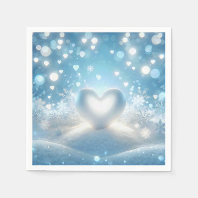 Serviette En Papier Coeur d'hiver de Noël (Devant)