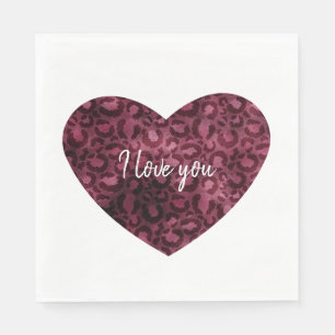 Serviette En Papier Coeur Empreinte de léopard de Bourgogne