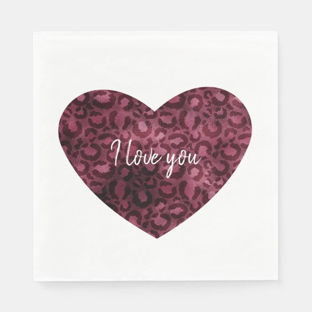 Serviette En Papier Coeur Empreinte de léopard de Bourgogne (Devant)