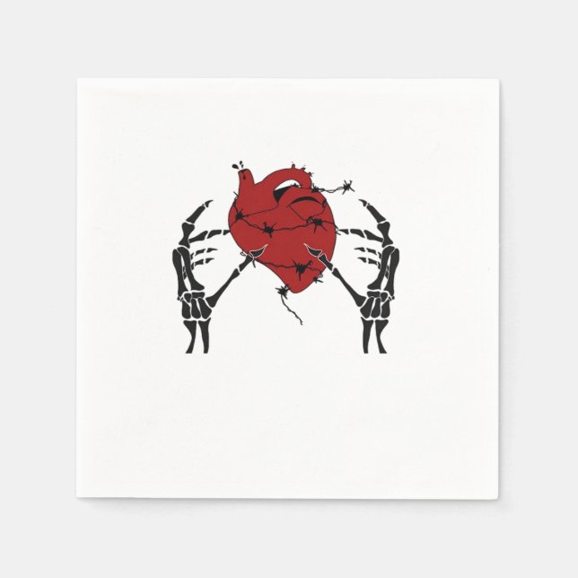 Serviette En Papier Coeur Et Mains - Squelette Mains Coeur (Devant)