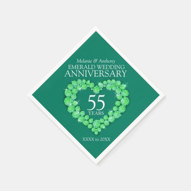 Serviette En Papier Coeur et serviettes de Mariage Emerald (Coin)