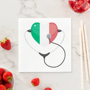 Serviette En Papier Coeur italien avec stéthoscope Soins de santé