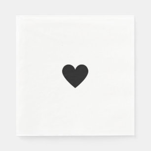Serviette En Papier Cœur Moderne Noir et Blanc