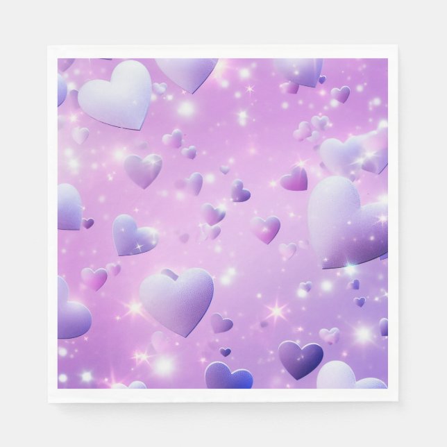 Serviette En Papier Coeur pourpre brillant (Devant)