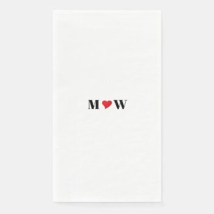 Serviette En Papier Coeur rouge mignon personnalisées couple monogramm